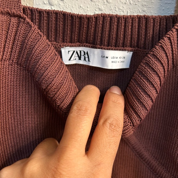 Zara Chocolate Ribbed Knit Bra Top - Picture 2 of 2